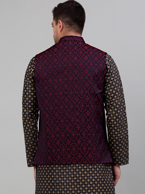 Jompers Woven Design Silk Cotton Nehru Jacket - Image 4