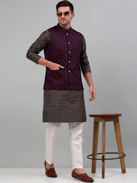 Jompers Woven Design Silk Cotton Nehru Jacket - Image 5