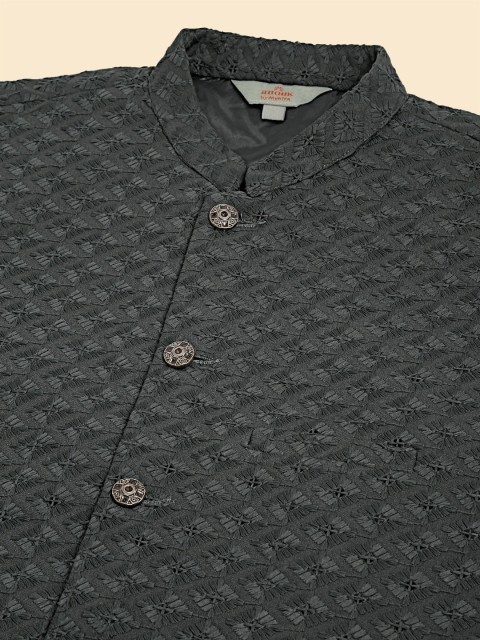 Anouk Grey Embroidered Sequinned Nehru Jacket - Image 7