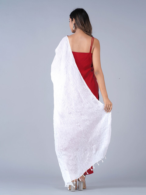 HERE&NOW White Cotton Dupatta - Image 4