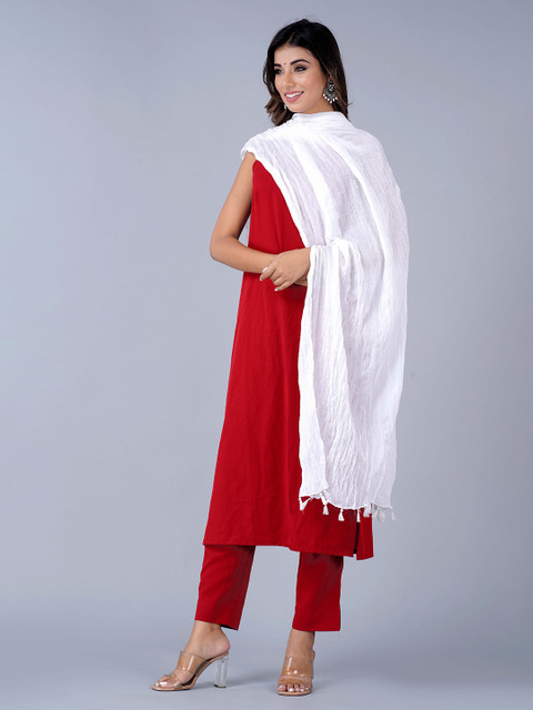 HERE&NOW White Cotton Dupatta - Image 3