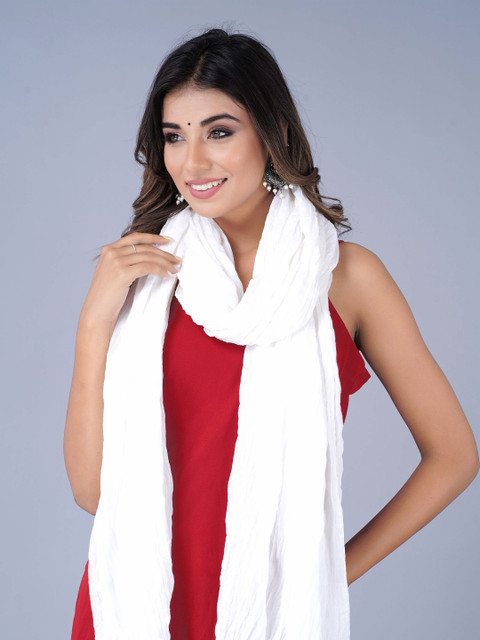 HERE&NOW White Cotton Dupatta - Image 2