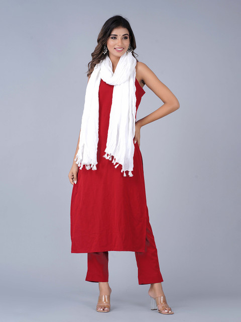 HERE&NOW White Cotton Dupatta - Image 5