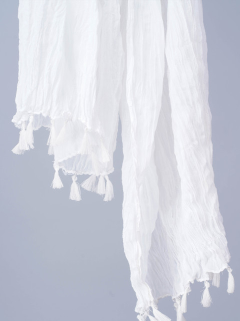 HERE&NOW White Cotton Dupatta - Image 7