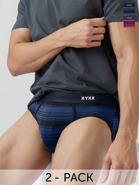XYXX Men Pack of 2 Printed Anti Microbial Cotton Basic Briefs XYBRF2PCKN619