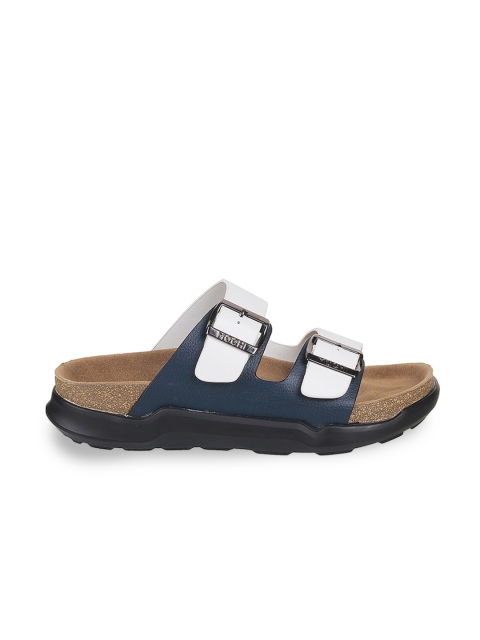 Mochi Men Two Strap Leather Comfort Sandals With Buckle Detail - Image 3