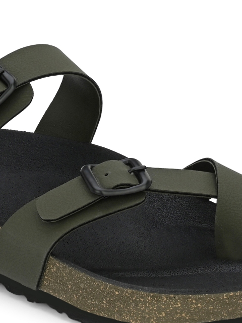 UNDERROUTE Men One Toe Two Strap Comfort Sandals With Buckle Detail - Image 6