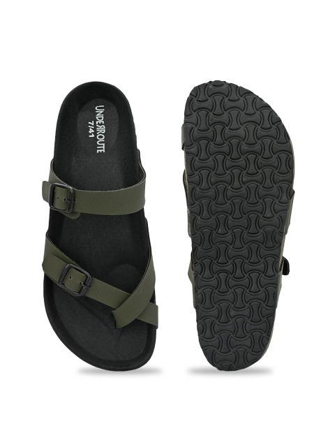 UNDERROUTE Men One Toe Two Strap Comfort Sandals With Buckle Detail - Image 5