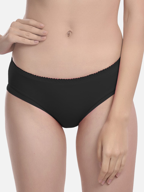 StyFun Women Stretchable Seamless Anti Microbial Hipster Brief LS_Chinki_Panty_Black