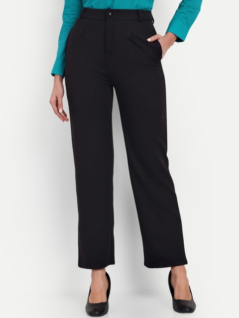 BROADSTAR Women Straight Fit High-Rise Easy Wash Formal Trousers