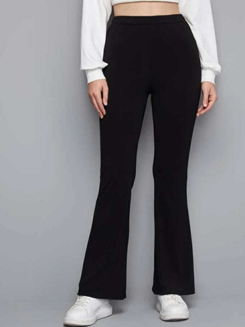Next One Women Relaxed Flared High-Rise Easy Wash Bootcut Trousers