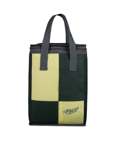 F Gear Yellow & Green Colourblocked Lunch Bag