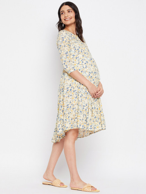 Hypernation Floral Printed Feeding & Maternity Fit & Flare Dress - Image 3
