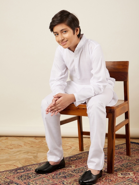 Aj DEZInES Boys Band Collar Pure Cotton Kurta with Pyjamas - Image 5