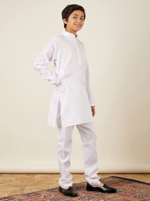 Aj DEZInES Boys Band Collar Pure Cotton Kurta with Pyjamas - Image 3