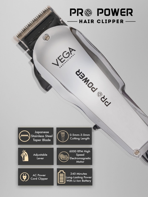 VEGA PROFESSIONAL VPMHC-02 Pro Power Corded Taper Blade Hair Clipper - White - Image 2