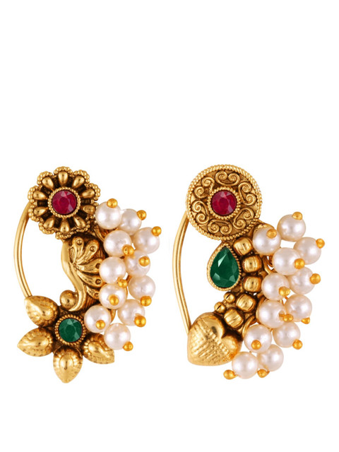 Vighnaharta Set Of 2 Gold-Plated Beaded Nosepins