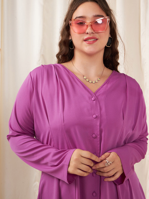 Berrylush Curve Plus Size Solid Shirt Mini Dress - Image 2