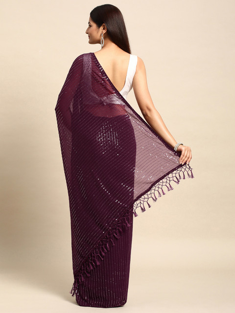 HERE&NOW Embellished Sequinned Ready to Wear Saree - Image 3