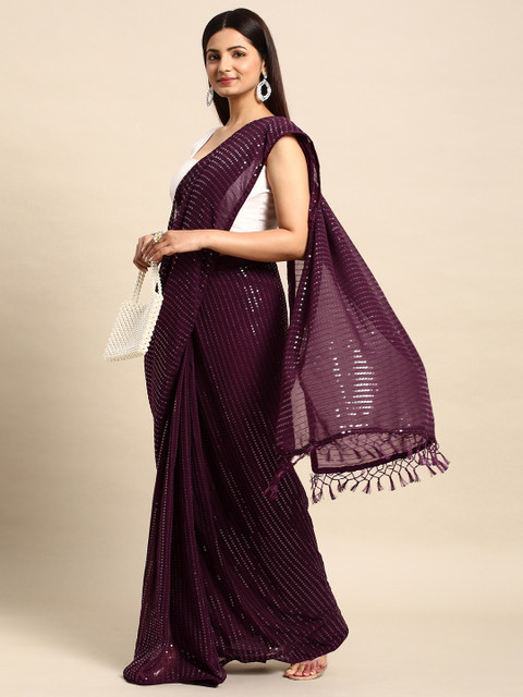 HERE&NOW Embellished Sequinned Ready to Wear Saree - Image 2