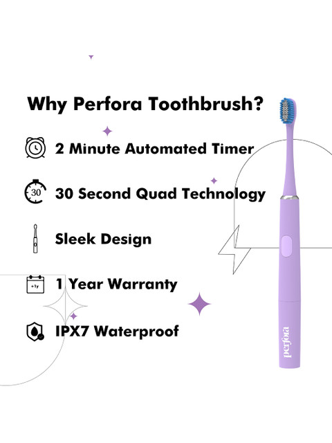 Perfora Set of 2 Model 002 Sonic Electric Toothbrush - Dark Night & Lilac Lavender - Image 4