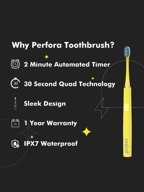 Perfora Set of 2 Waterproof Electric Toothbrush - Sunshine Yellow & Lilac Lavender - Image 4