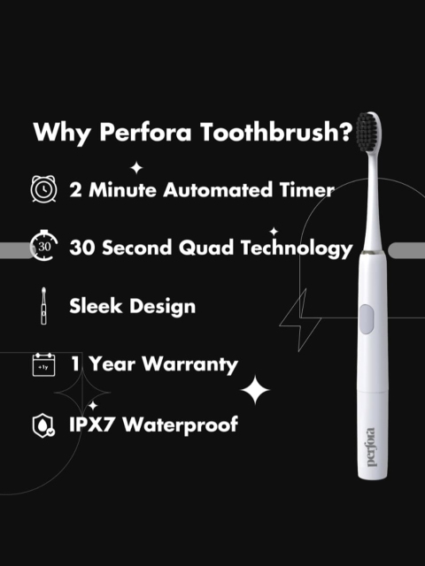Perfora Set Of 2 Sonic Electric Toothbrush - Lilac Lavender & Moonstone White - Image 4