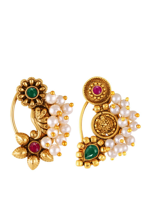 Vighnaharta Set Of 2 Gold-Plated Insert Nosepin