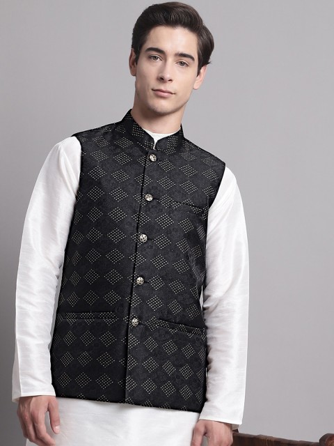 Jompers Woven Design Nehru Jacket
