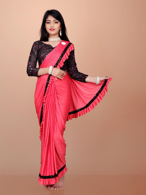 APNISHA Girls Sequinned Ready to Wear Saree