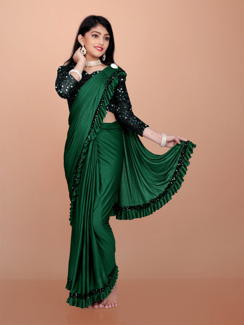 APNISHA Girls Sequinned Ready to Wear Saree