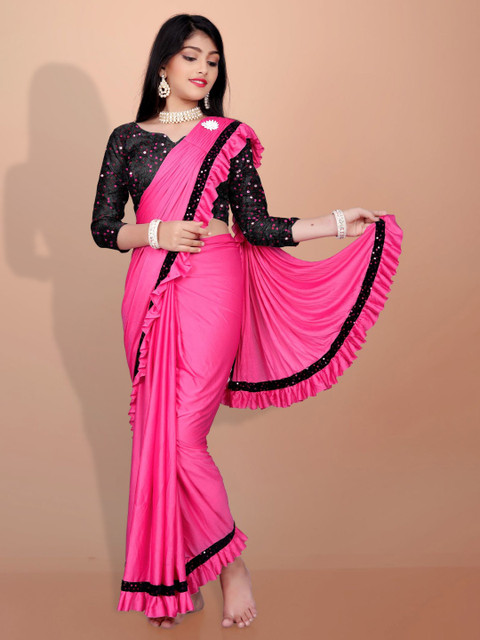 APNISHA Girls Sequinned Ready to Wear Saree