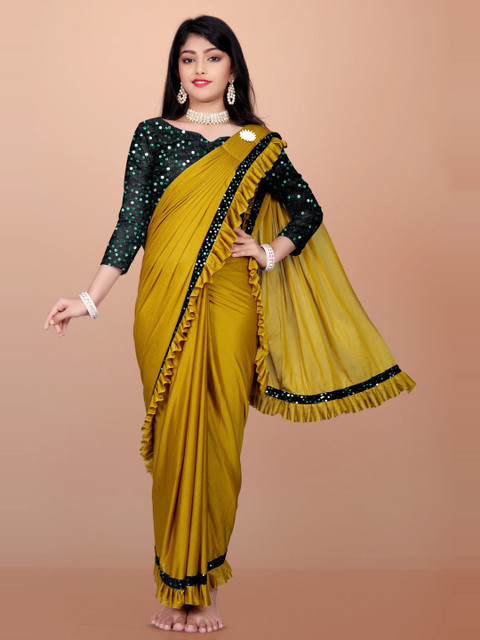 APNISHA Girls Sequinned Ready to Wear Saree