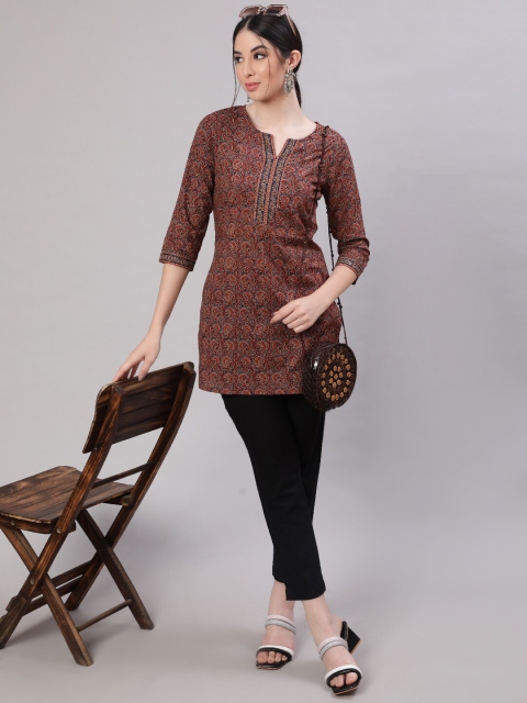 Nayo Ethnic Motifs Printed Pure Cotton Straight Kurti - Image 5