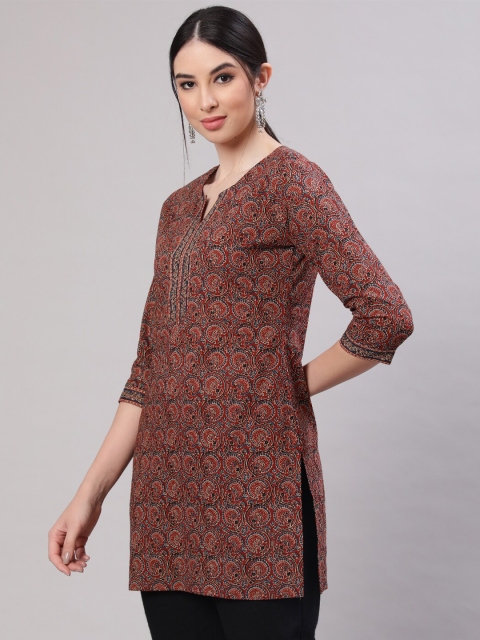 Nayo Ethnic Motifs Printed Pure Cotton Straight Kurti - Image 3