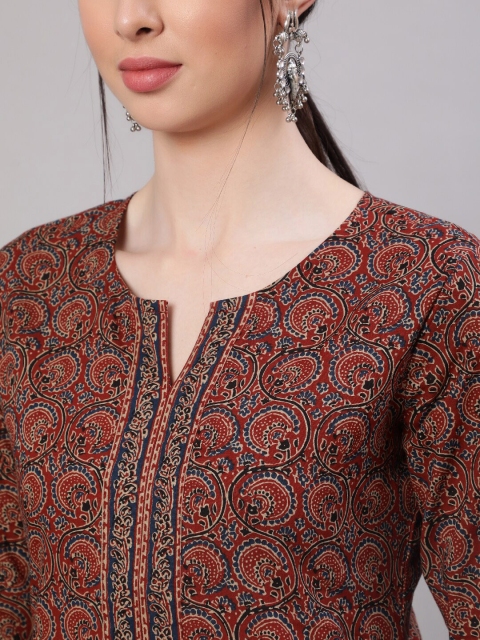 Nayo Ethnic Motifs Printed Pure Cotton Straight Kurti - Image 2