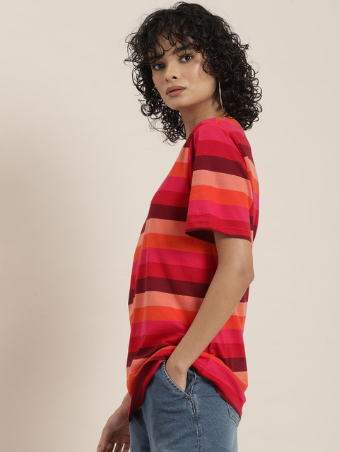 Difference of Opinion Striped Oversized Pure Cotton T-shirt - Image 3