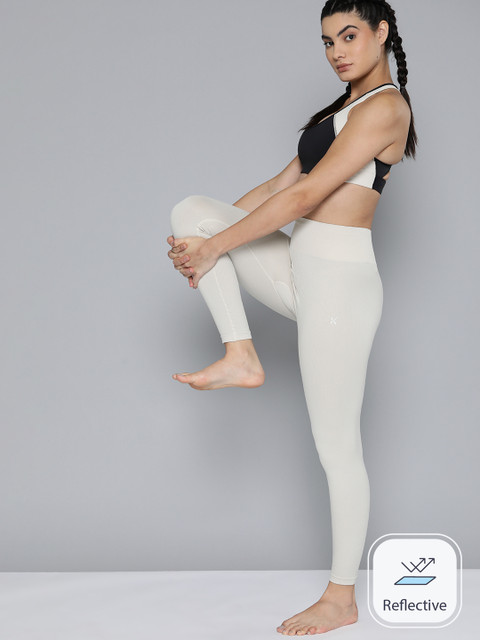 HRX by Hrithik Roshan Women Striped Seamless Rapid-Dry Yoga Tights