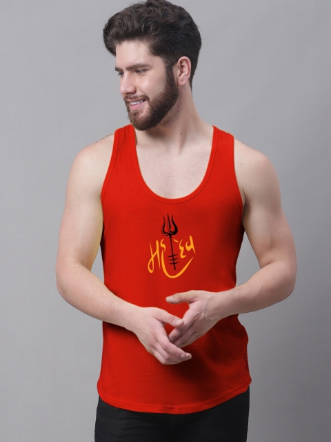 Friskers Typography Printed Scoop Neck Pure Cotton Bio Wash Innerwear Gym Vests