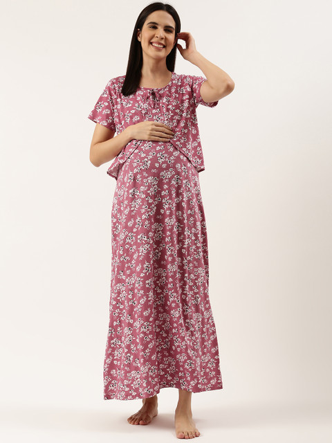 Nejo Floral Printed Maternity Maxi Nightdress - Image 5