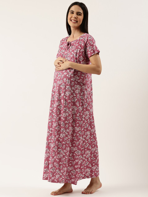Nejo Floral Printed Maternity Maxi Nightdress - Image 3