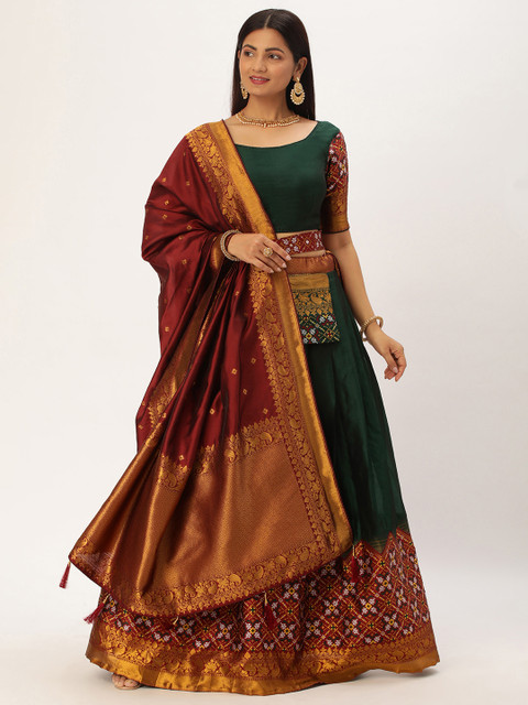 Fabcartz Zari Unstitched Lehenga & Blouse With Dupatta