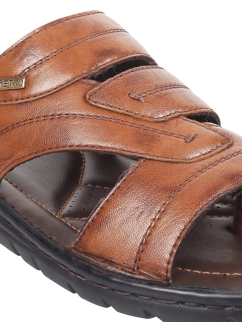 Metro Men Textured Leather Comfort Sandals - Image 5