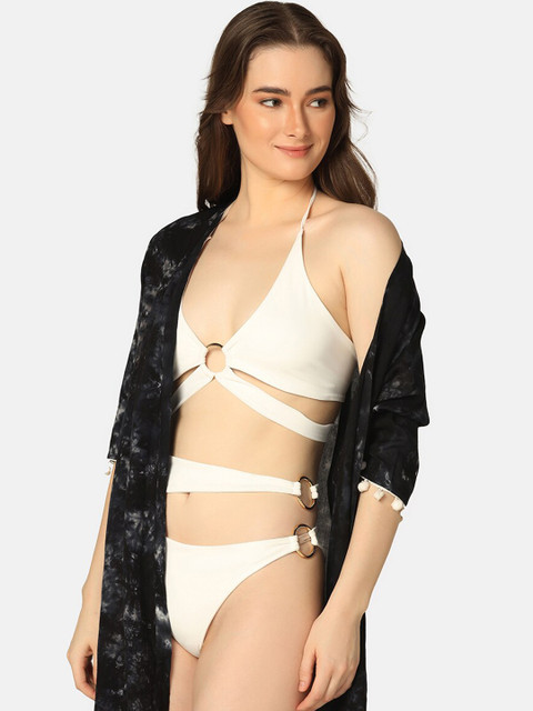 Da Intimo White Medium Coverage Cut Out Stylish Swim Set