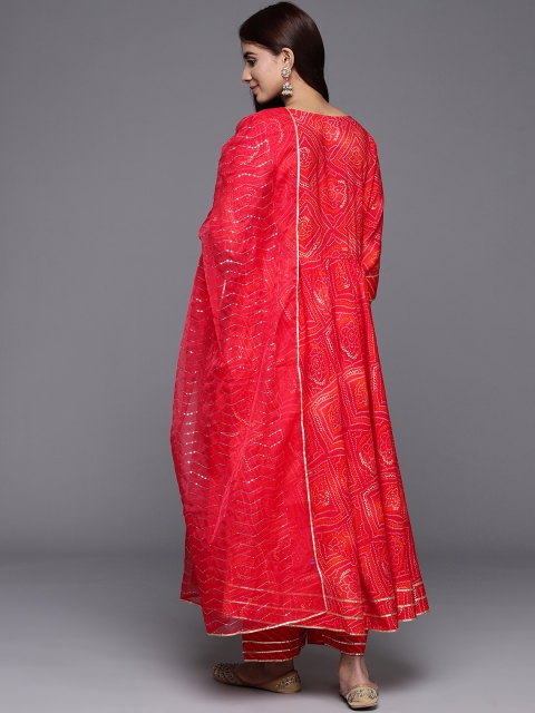 Libas Bandhani Printed Pleated Mirror Work Kurta with Trousers & Dupatta - Image 7