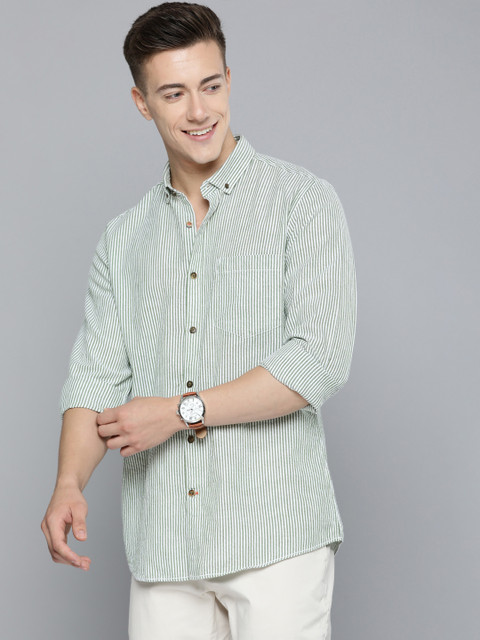 Mast & Harbour Men Standard Opaque Striped Cotton Casual Shirt