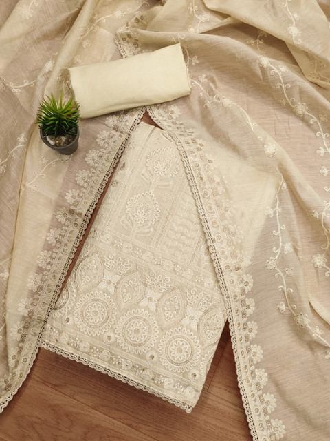 KALINI Ethnic Motifs Embroidered Unstitched Dress Material - Image 2
