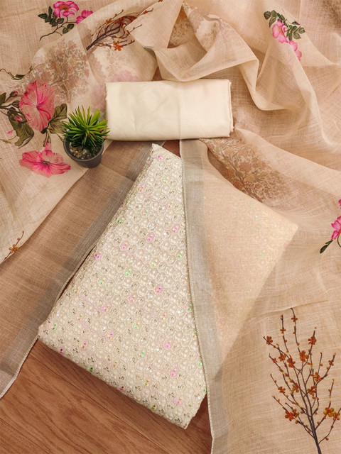 KALINI Floral Embroidered Unstitched Dress Material