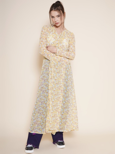 VESTIDO MODAS Floral Printed Front Open Longline Shrug