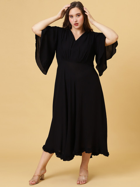 Curvy Lane Women Plus Size Flared Sleeve Fit & Flare Midi Dress - Image 6